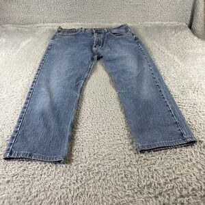 Levi's 505 Regular Fit Straight Leg Jeans Mens 36x32 but altered to 36x28